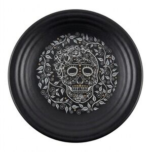 Fiesta Skull and Vine Black Sugar Skull Luncheon Plate Halloween Day of the Dead